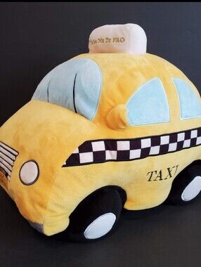 FAO Schwarz NYC Taxi Yellow Cab Plush New York Fifth Ave Large Pillow 17.5 x 14